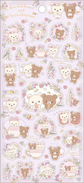 Rilakkuma Kori-Kogu Pink Stickers - Flower Tea Time Series - San-X