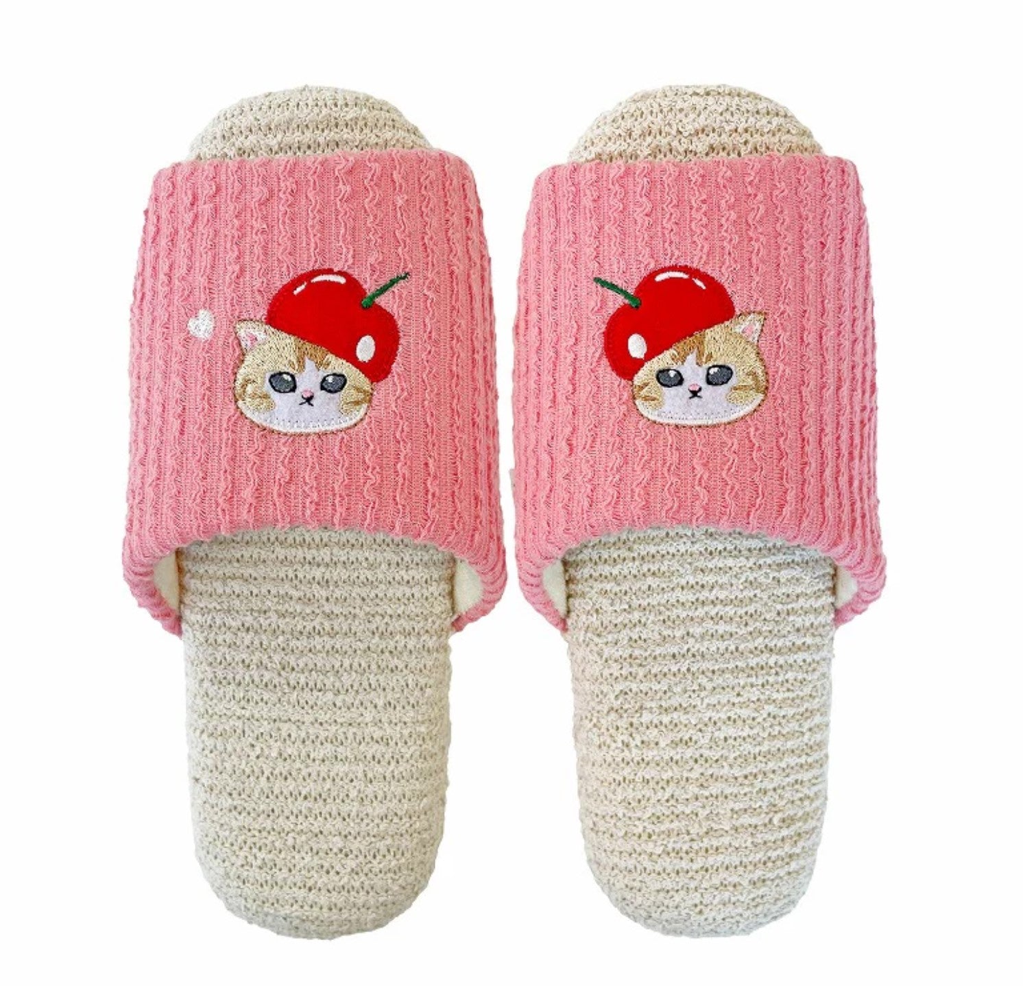 Cherry Neko - Pink Soft Slippers - Mofusand